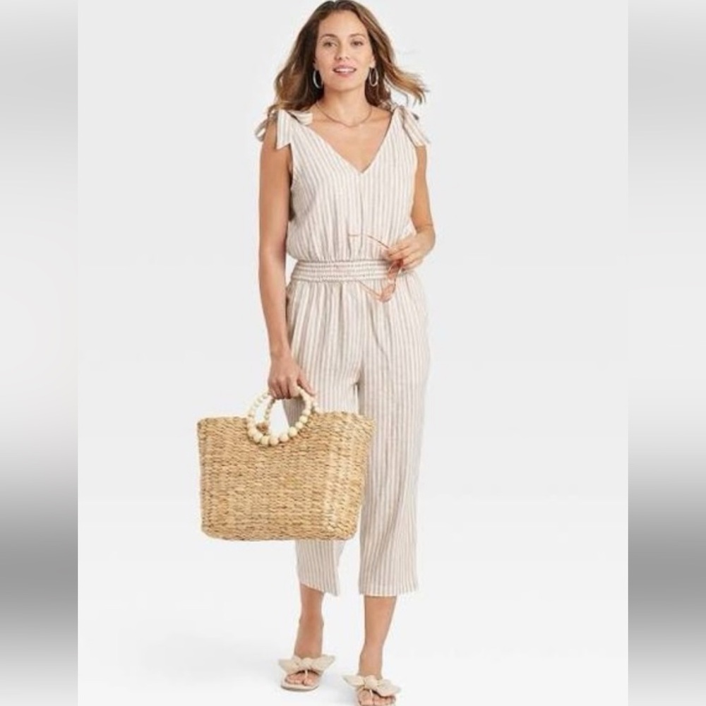 a new day Beige Striped Jumpsuit